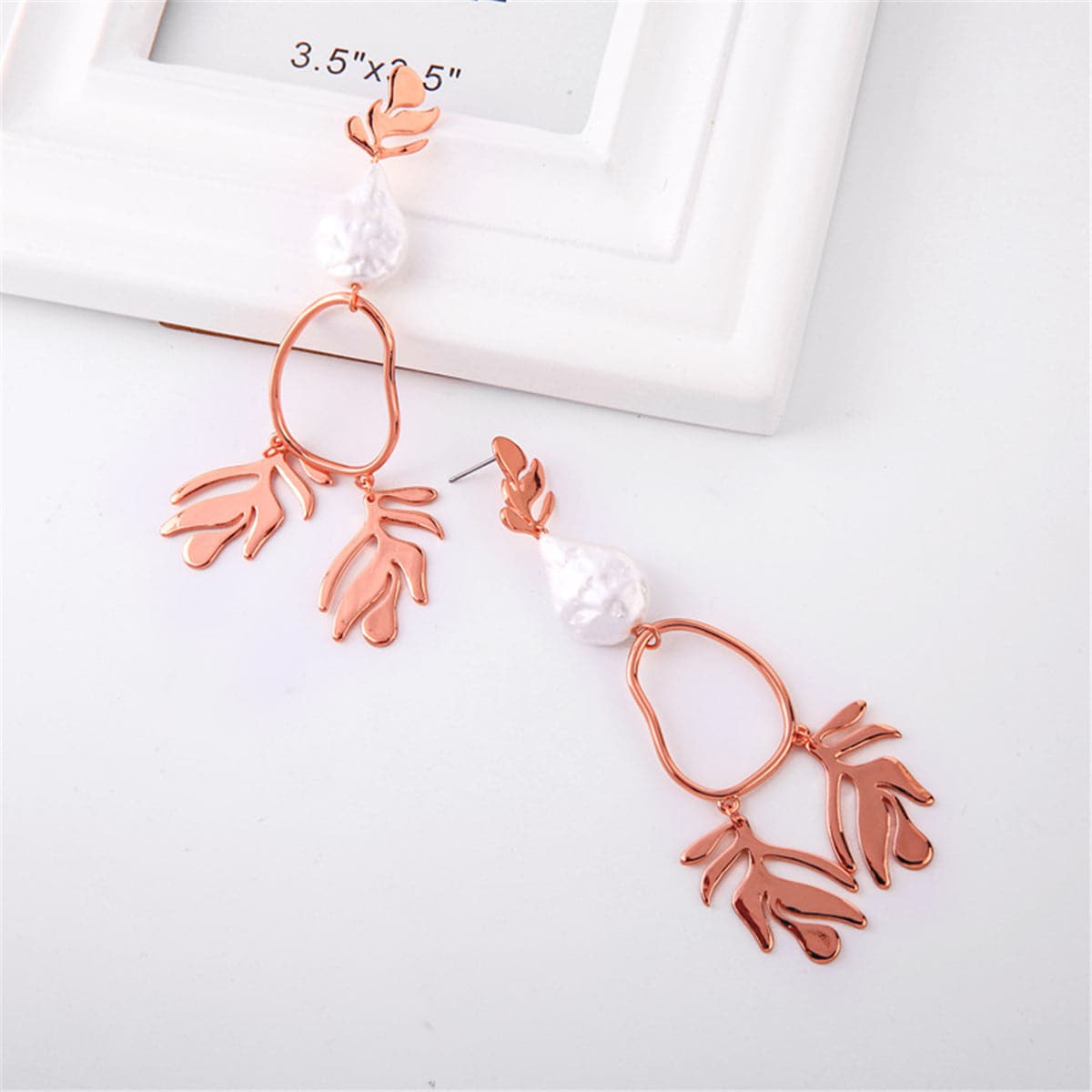 Pearl & 18K Rose Gold-Plated Botany Open Drop Earrings