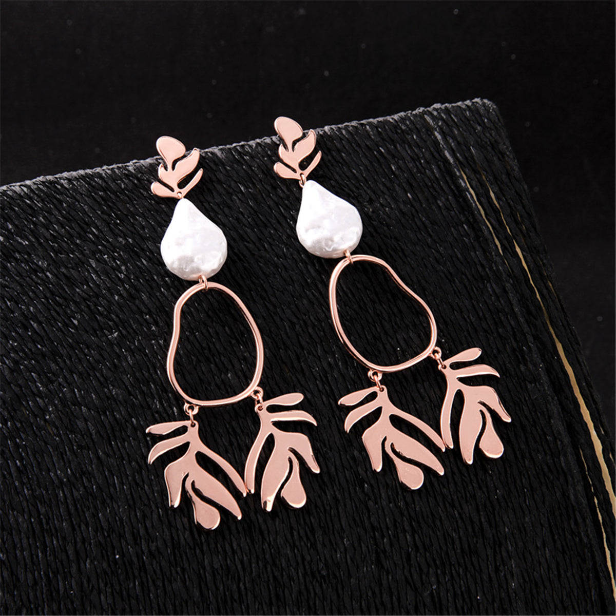 Pearl & 18K Rose Gold-Plated Botany Open Drop Earrings