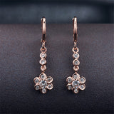 Cubic Zirconia & 18k Rose Gold-Plated Flower Drop Earrings