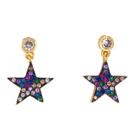 Cubic Zirconia & Goldtone Star Drop Earrings