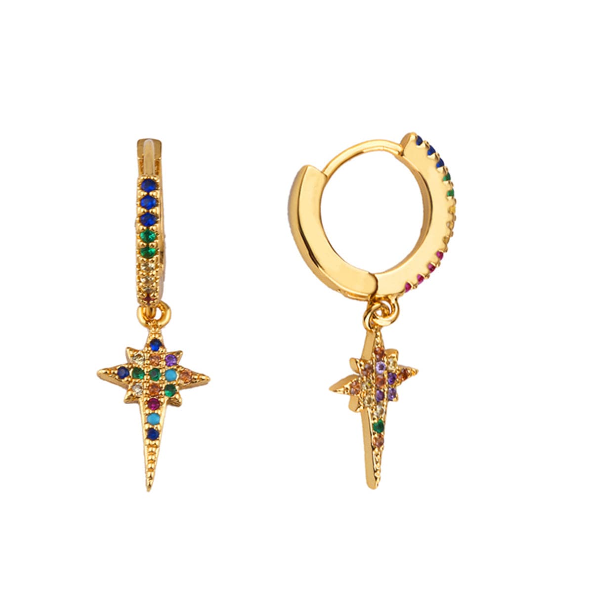 Cubic Zirconia & 18K Gold-Plated Star Drop Earrings