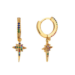 Cubic Zirconia & 18K Gold-Plated Star Drop Earrings