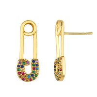 Cubic Zirconia & Goldtone Pin Drop Earrings