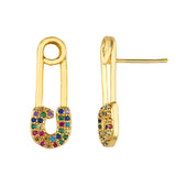 Cubic Zirconia & Goldtone Pin Drop Earrings