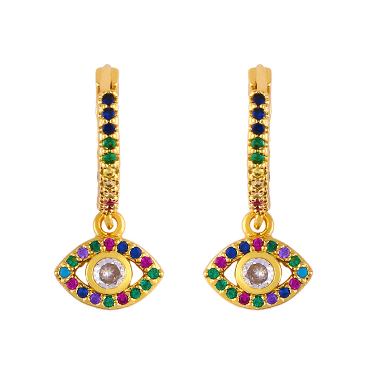 Cubic Zirconia & Crystal Evil Eye Drop Earrings