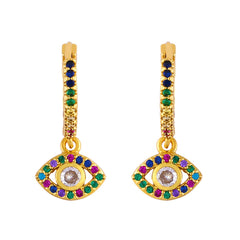 Cubic Zirconia & Crystal Evil Eye Drop Earrings