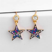 Cubic Zirconia & Goldtone Star Drop Earrings