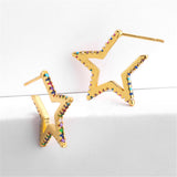 Rainbow Cubic Zirconia & 18K Gold-Plated Star Stud Earrings