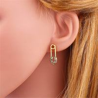 Cubic Zirconia & Goldtone Pin Drop Earrings