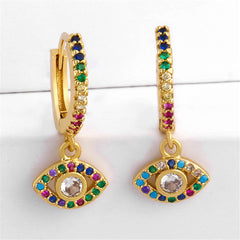 Cubic Zirconia & Crystal Evil Eye Drop Earrings
