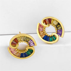 Colored Crystal & 18K Gold-Plated Stud Earrings