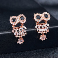 Crystal & Cubic Zirconia Owl Dangle Earrings