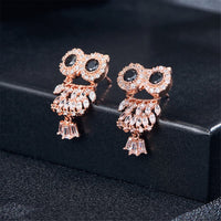 Crystal & Cubic Zirconia Owl Dangle Earrings