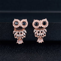Crystal & Cubic Zirconia Owl Dangle Earrings