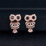 Crystal & Cubic Zirconia Owl Dangle Earrings
