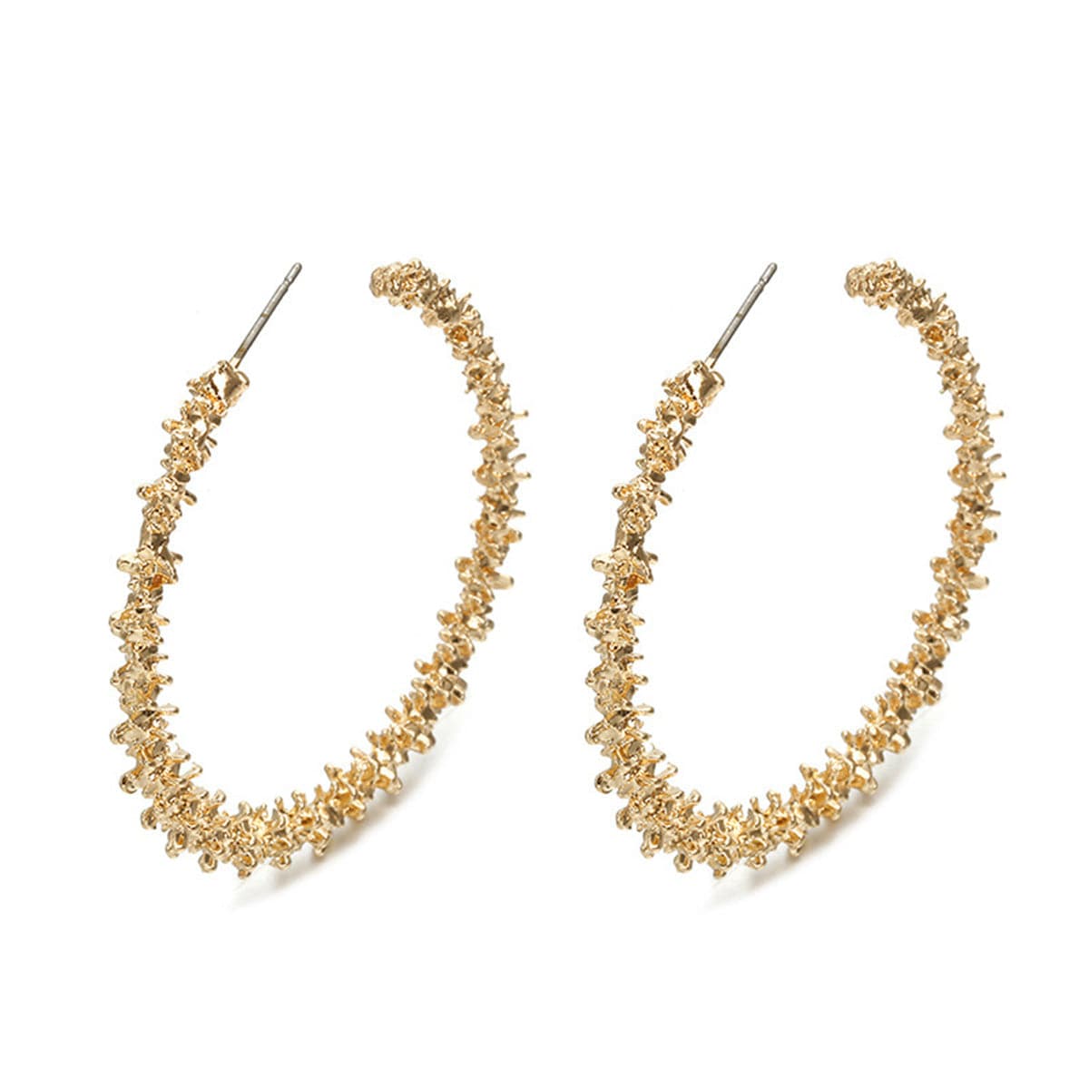 18K Gold-Plated Barbed Hoop Earrings, gold hoop earrings for women, everyday style, side view