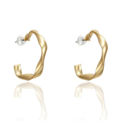 18K Gold-Plated Twisted Hoop Earrings
