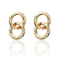 18K Gold-Plated Locking Rings Drop Earrings