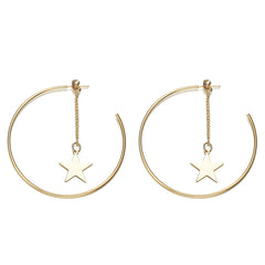 18K Gold-Plated Star Charm Hoop Earrings