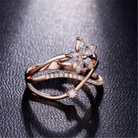 Cubic Zirconia & Rose Goldtone Floral Ring