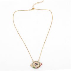 Rainbow Cubic Zirconia & Crystal 18K Gold-Plated Evil Eye Pendant Necklace