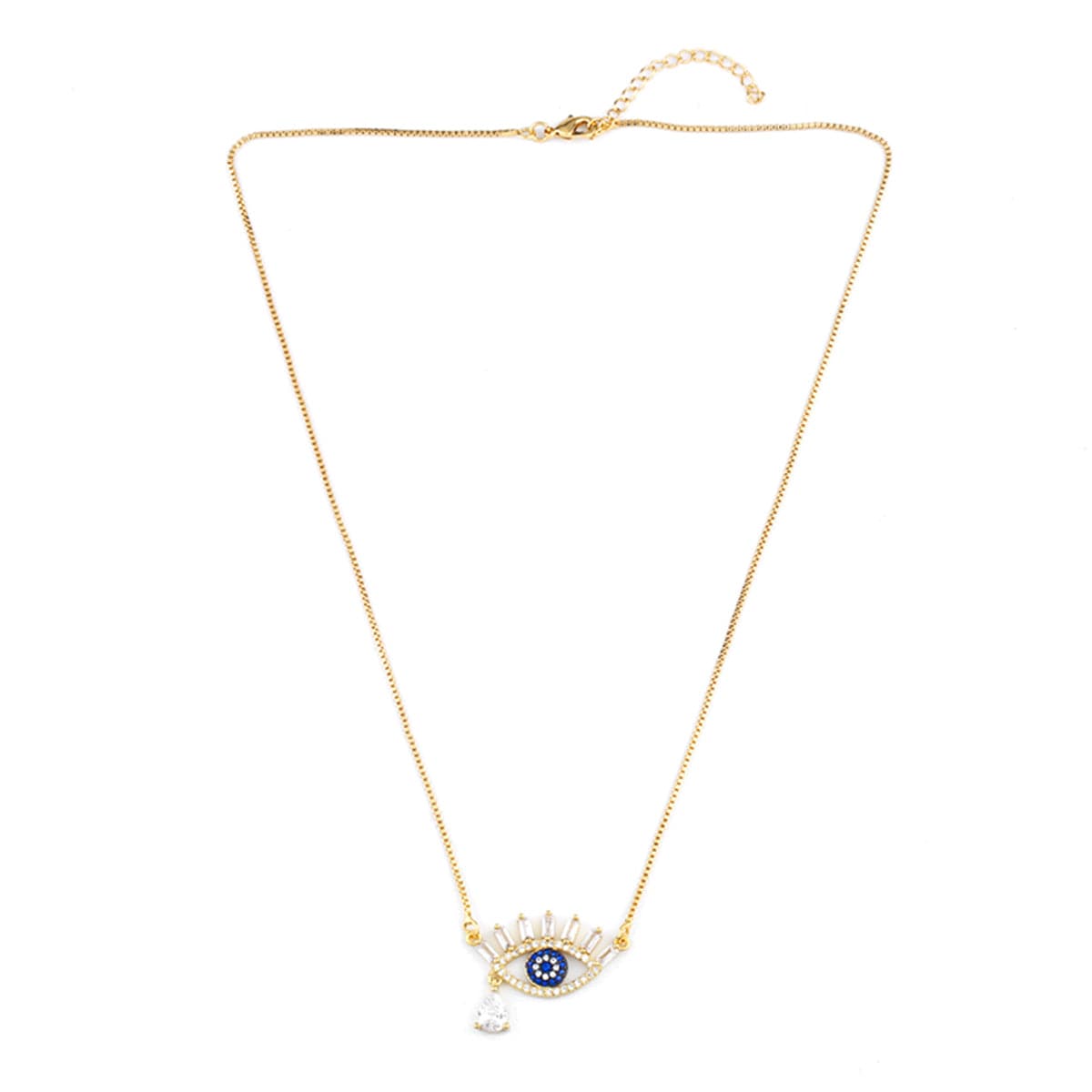 Blue Crystal & Cubic Zirconia Evil Eye Pendant Necklace