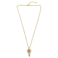 Cubic Zirconia & Goldtone Evil Eye Triangle Pendant Necklace
