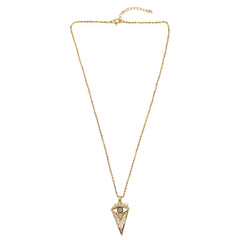 Cubic Zirconia & 18K Gold-Plated Evil Eye Triangle Pendant Necklace