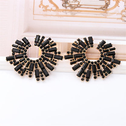 Black Cubic Zirconia and 18K Gold-Plated Stud Earring, gold stud earrings for women, vintage-inspired design, styled look