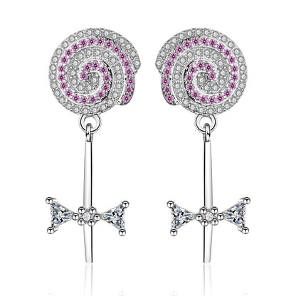 Cubic Zirconia & Silver-Plated Lollipop Drop Earrings