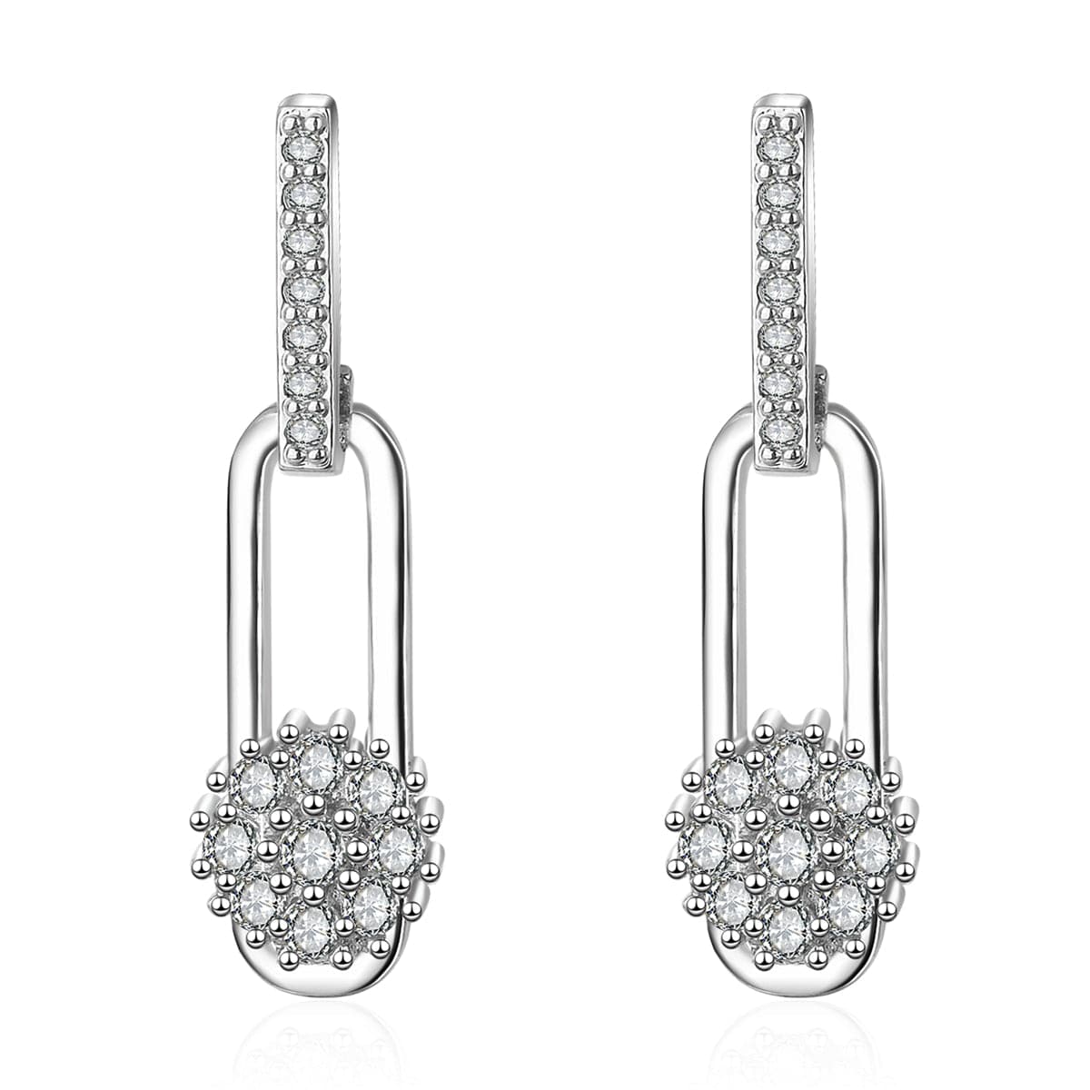 Cubic Zirconia & Silver-Plated Bar Plum Blossom Drop Earrings