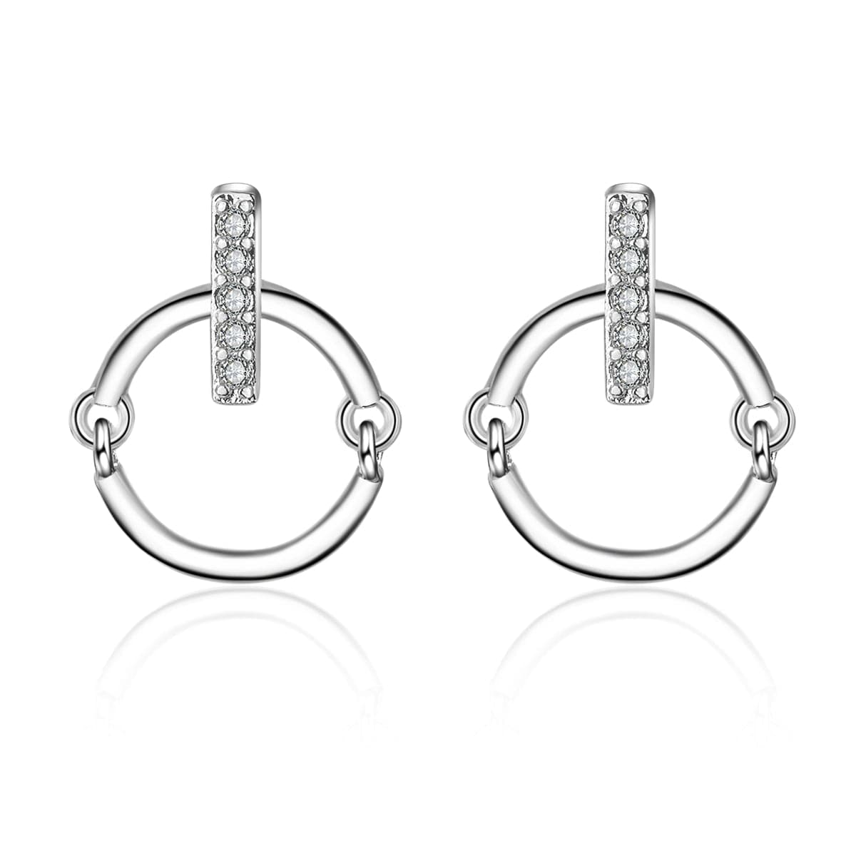 Cubic Zirconia & Silver-Plated Bar Hoop Stud Earrings