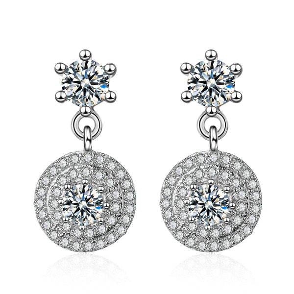 Crystal & Silver-Plated Cluster Drop Earrings