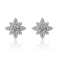 Cubic Zirconia & Crystal Lotus Stud Earrings