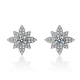 Cubic Zirconia & Crystal Lotus Stud Earrings