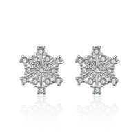 Cubic Zirconia & Silver-Plated Openwork Snowflake Stud Earrings