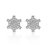 Cubic Zirconia & Silver-Plated Openwork Snowflake Stud Earrings