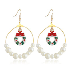 Pearl & Enamel 18K Gold-Plated Suspended Wreath Drop Earrings