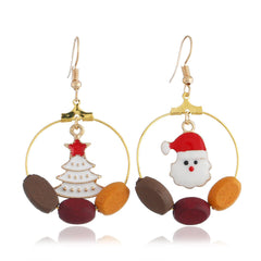 Wood & Santa Claus & Christmas Tree Drop Earrings