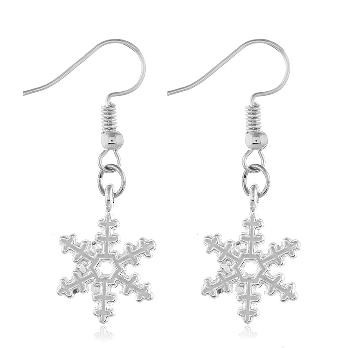 Silver-Plated Snowflake Drop Earrings