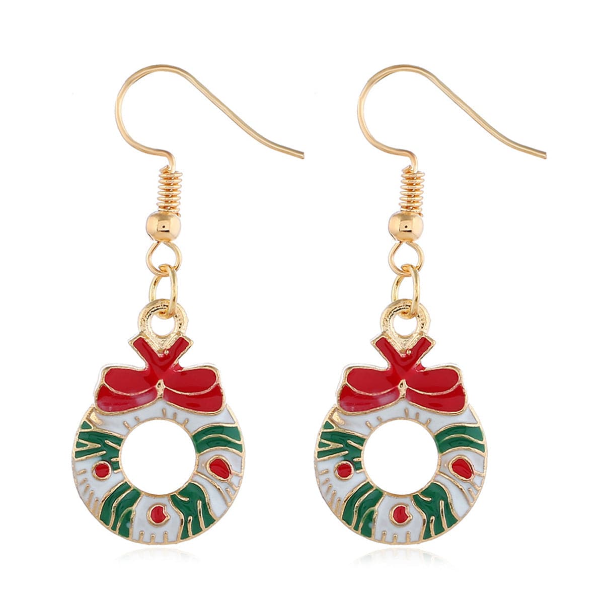 White & 18K Gold-Plated Wreath With Bow Drop Earrings