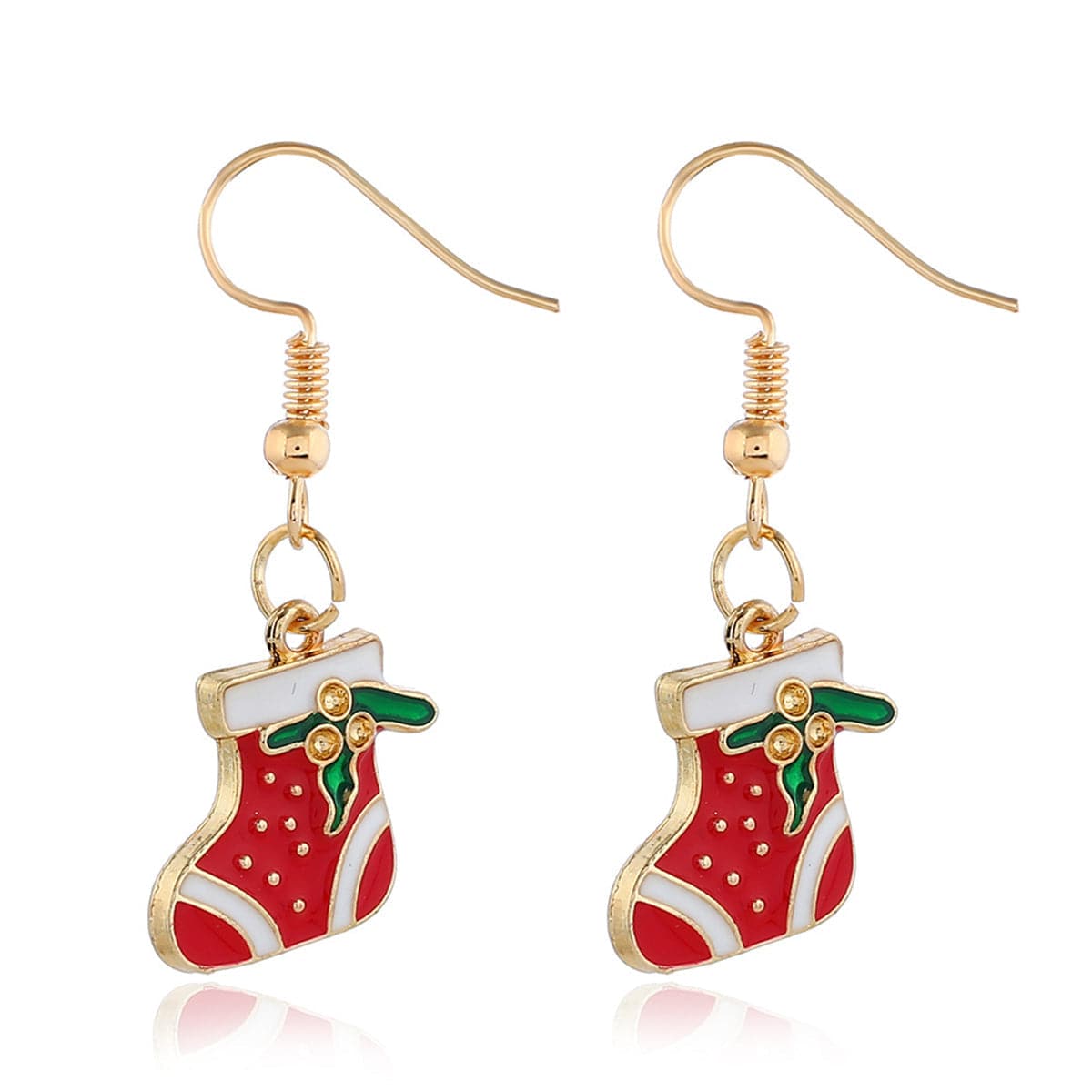 Red & 18K Gold-Plated Holly Stocking Drop Earrings