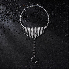 Cubic Zirconia Tassel Anklet & Toe Ring Set