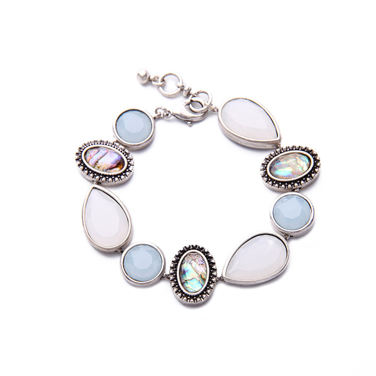 Abalone Shell & Resin Round Cut Bezel Tennis Bracelet