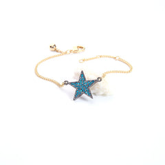 Cubic Zirconia & 18K Gold-Plated Star Charm Bracelet