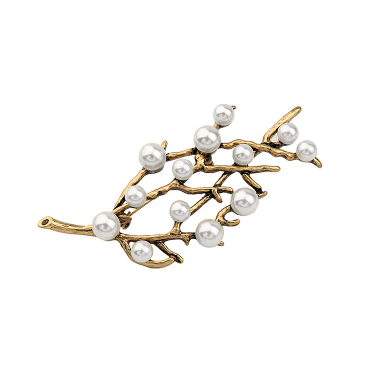 Pearl & Cubic Zirconia 18k Gold-Plated Branch Brooch
