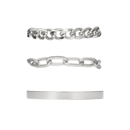 Silver-Plated Chain Link Bracelet Set, jewelry gift sets for women, everyday style, lifestyle look