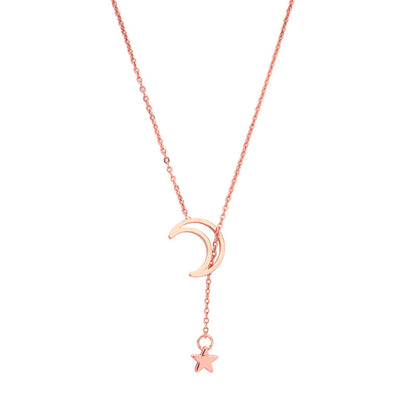 18K Rose Gold-Plated Moon & Star Pendant Necklace