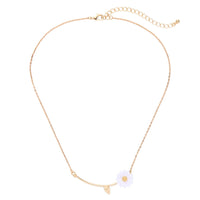 White Enamel & Goldtone Daisy Pendant Necklace