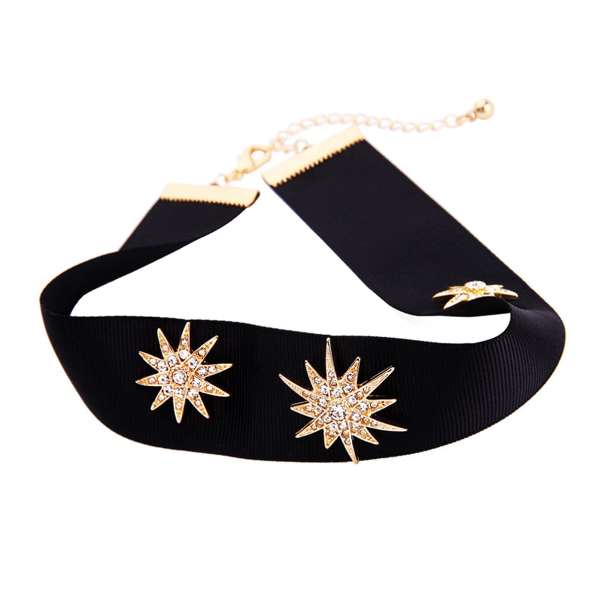 Cubic Zirconia & 18K Gold-Plated Ribbon Star Choker Necklace